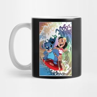 Alien Dog and Surfer Girl Mug